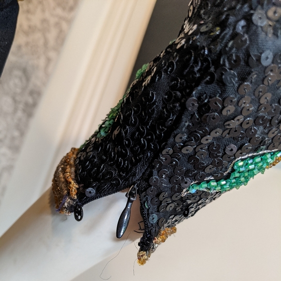 Richilene 1970s 1980s Floral Sequin Embroidered Beaded Gown - Picture 9 of 12